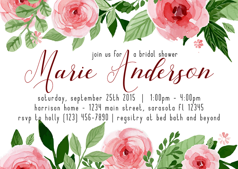 Pink Floral Bridal Shower Invitations
